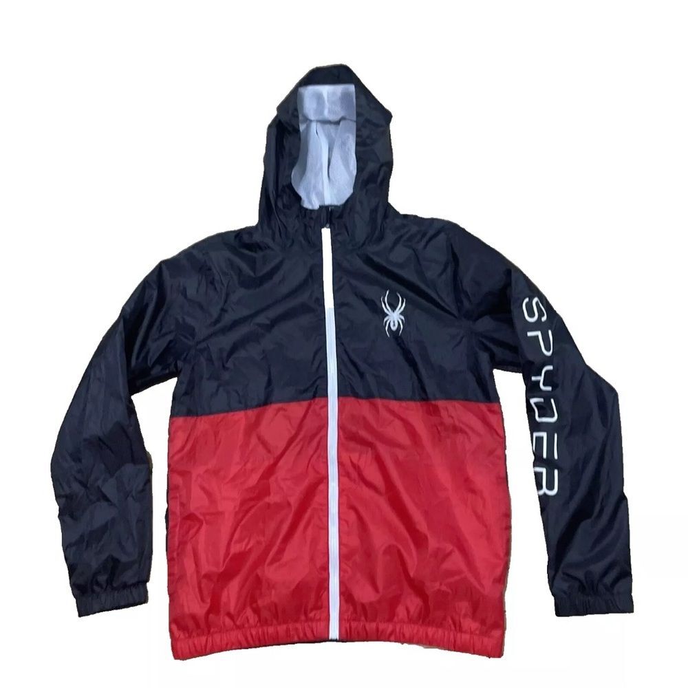 SPYDER Windbreaker Jacket Men M Red Black ColorBlock Outdoor Shell Ski Run M